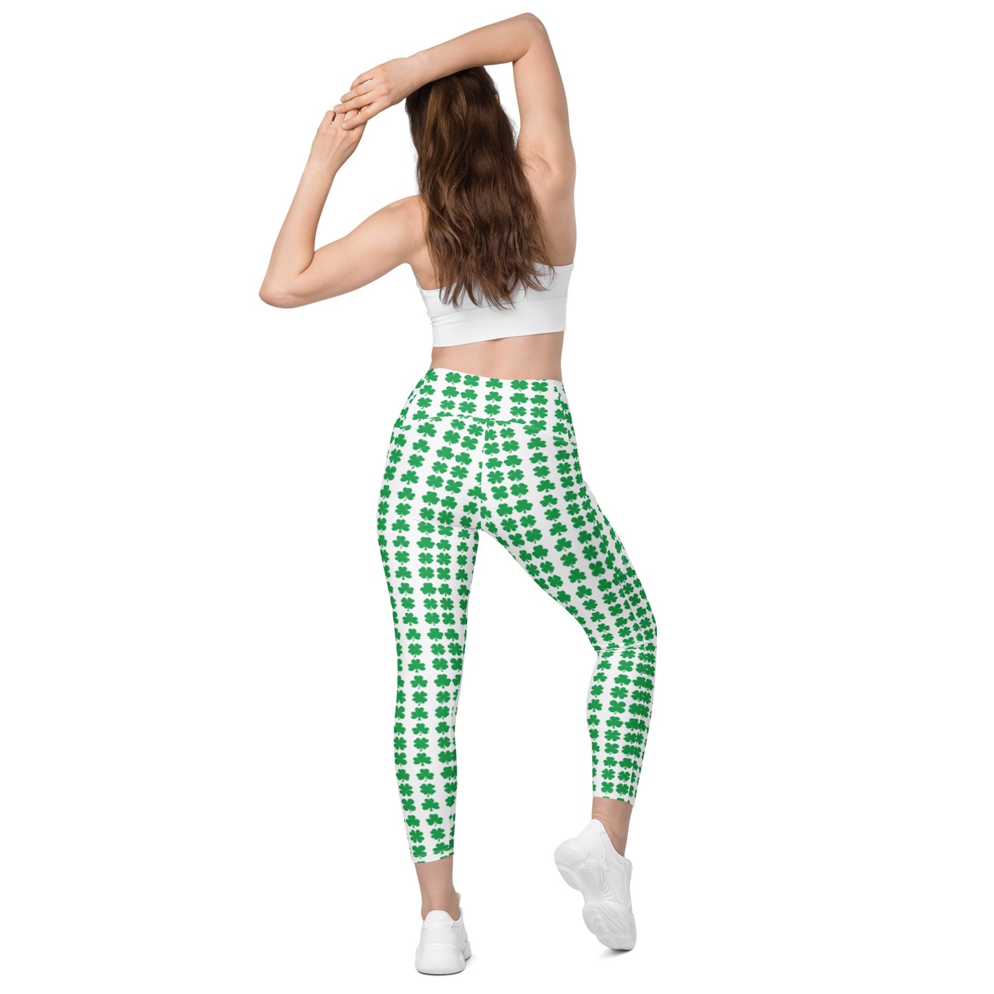 Shamrock Clover Crossover leggings with pockets