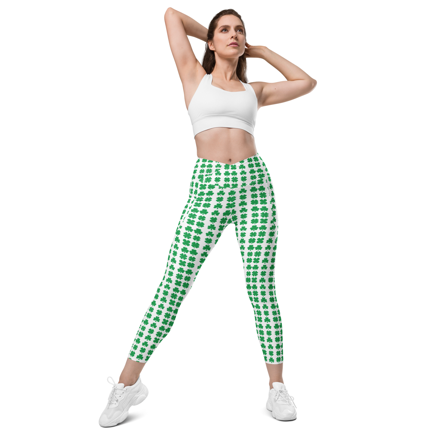 Shamrock Clover Crossover leggings with pockets