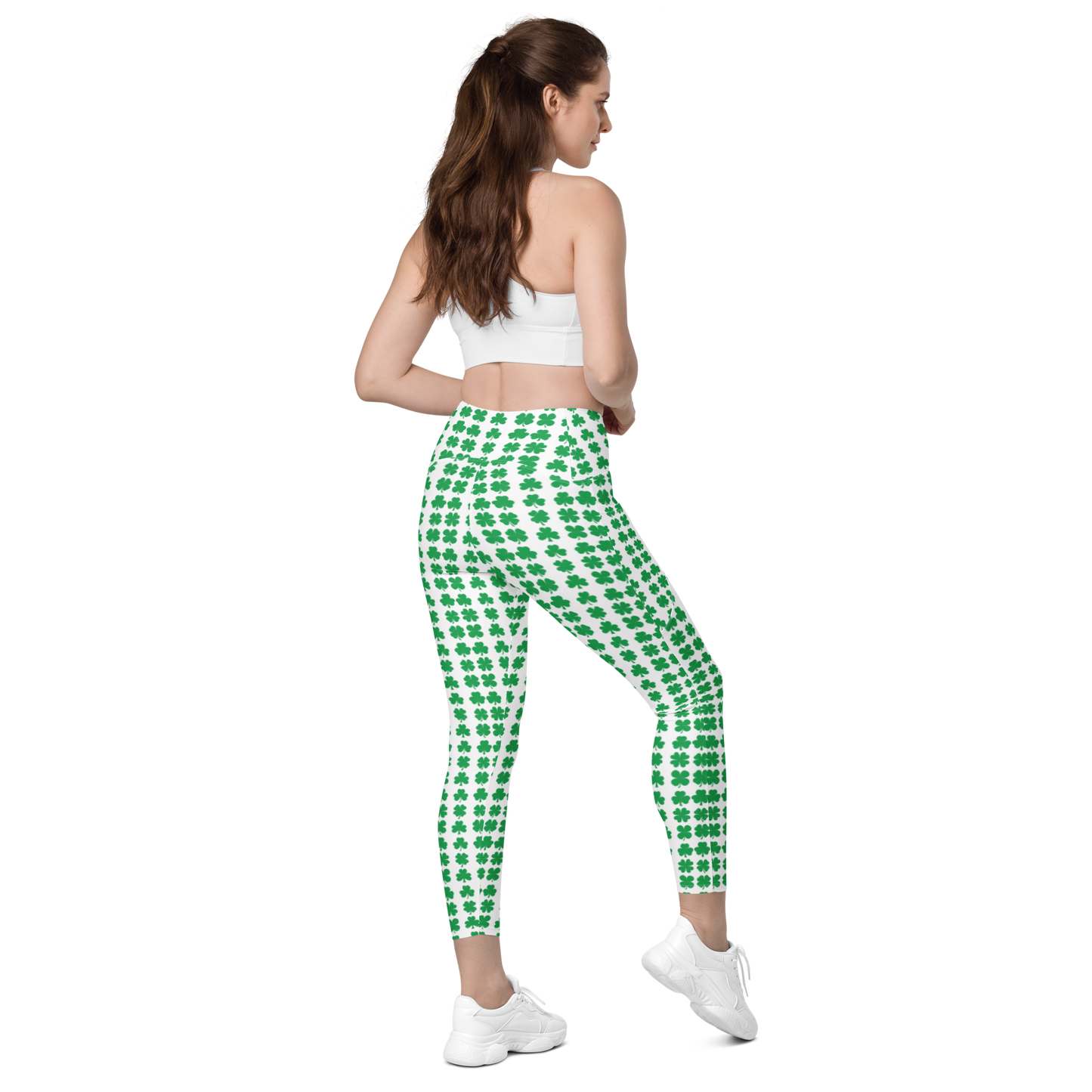 Shamrock Clover Crossover leggings with pockets