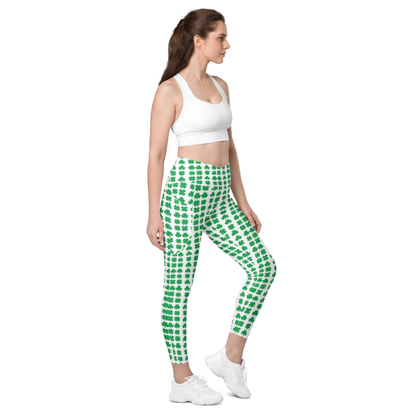 Shamrock Clover Crossover leggings with pockets