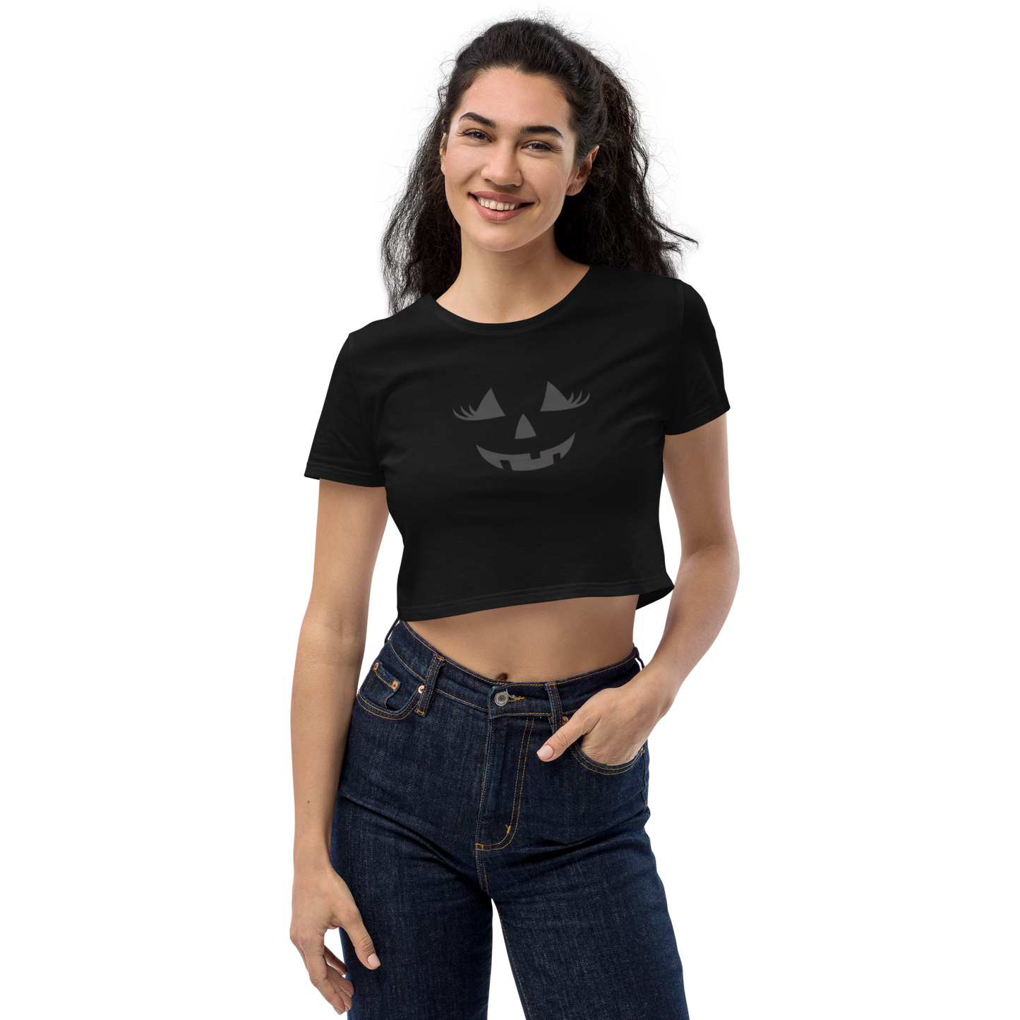 Halloween Jack-O-Lantern Organic Crop Top