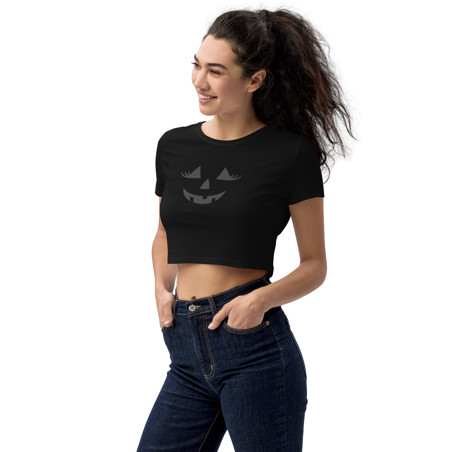 Halloween Jack-O-Lantern Organic Crop Top