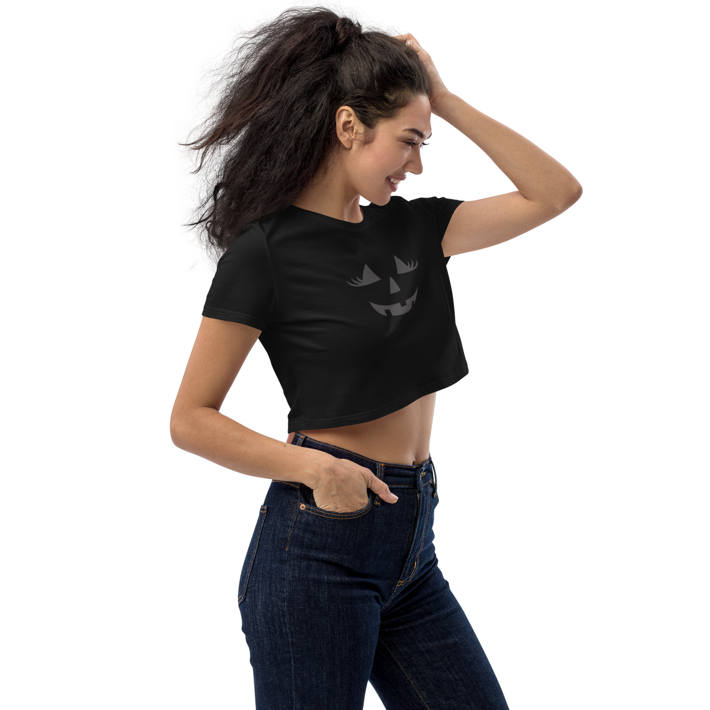 Halloween Jack-O-Lantern Organic Crop Top