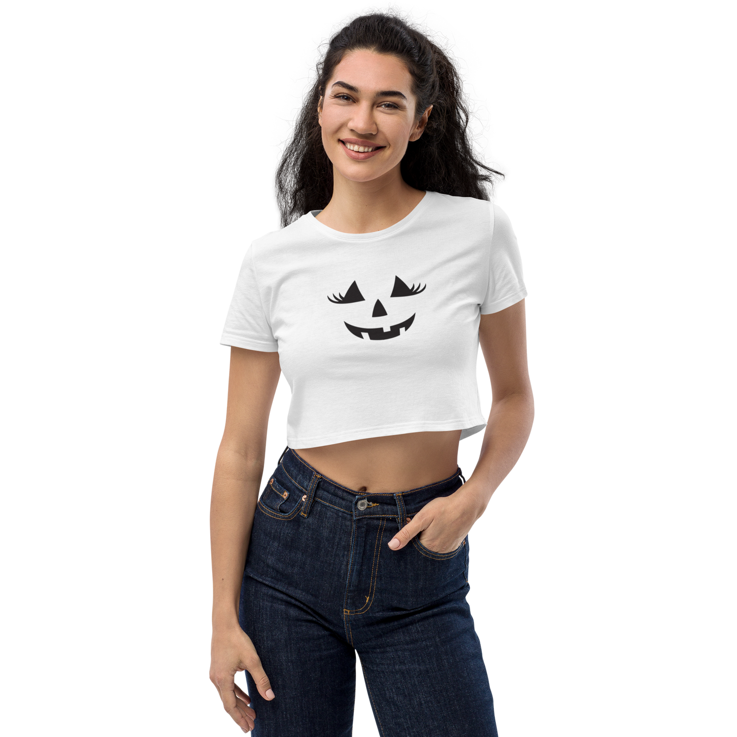 Halloween Jack-O-Lantern Organic Crop Top