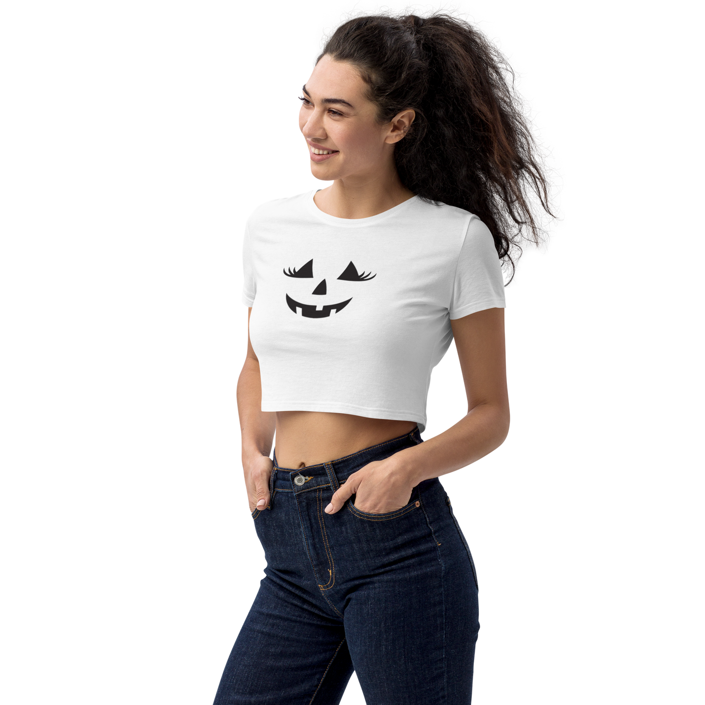 Halloween Jack-O-Lantern Organic Crop Top