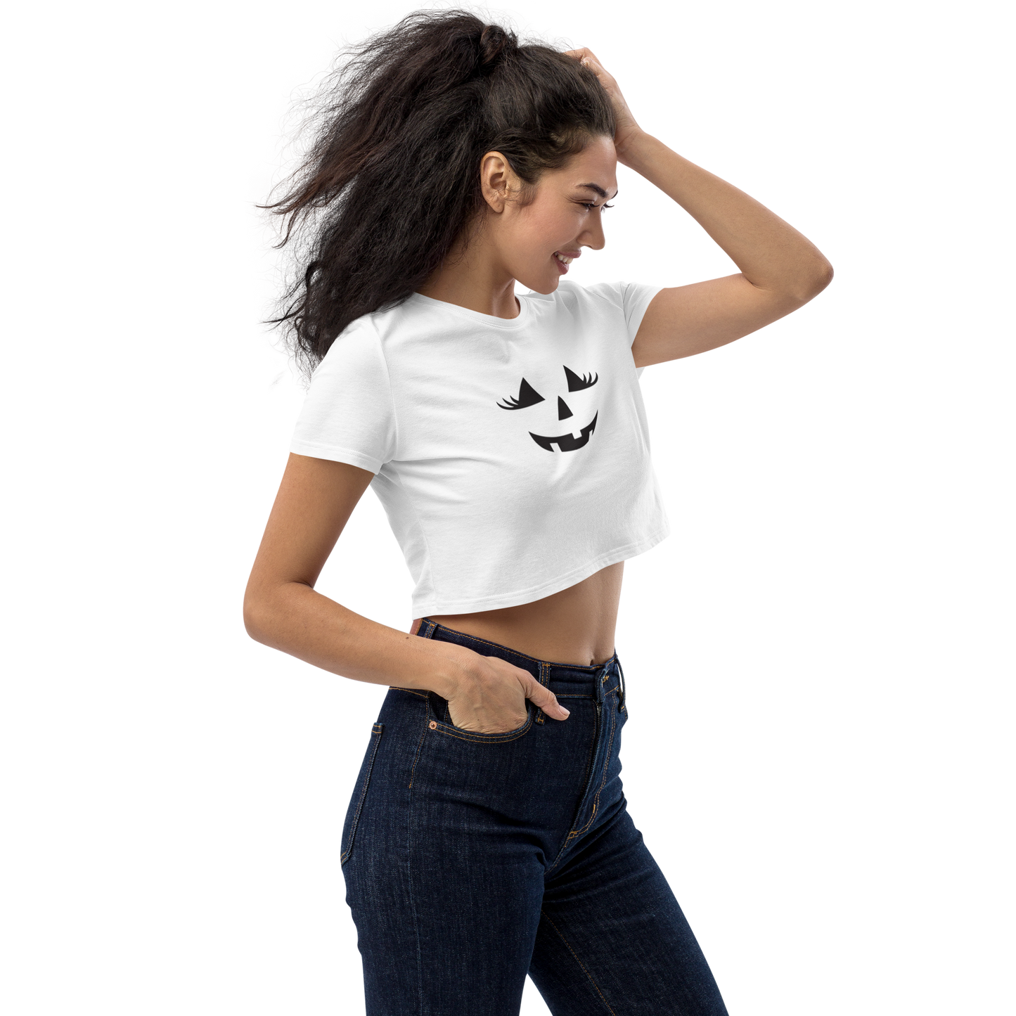 Halloween Jack-O-Lantern Organic Crop Top